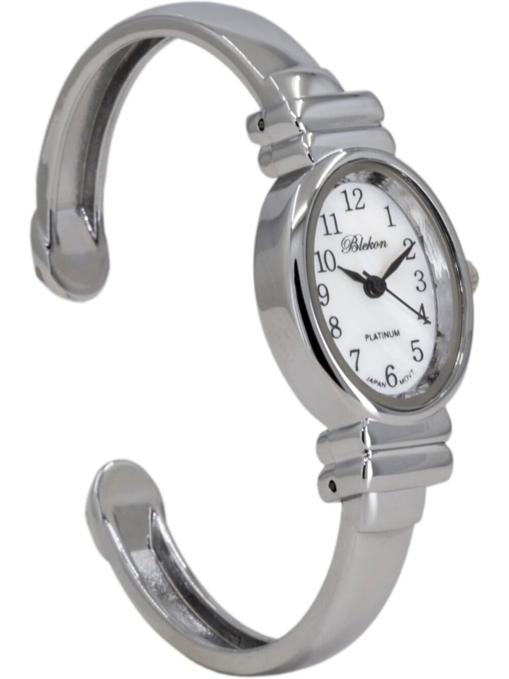 Womens Silver Analog Quartz Elegant Pearl Dial Sophisticated Cuff Bracelet Watch - Picture 4 of 7